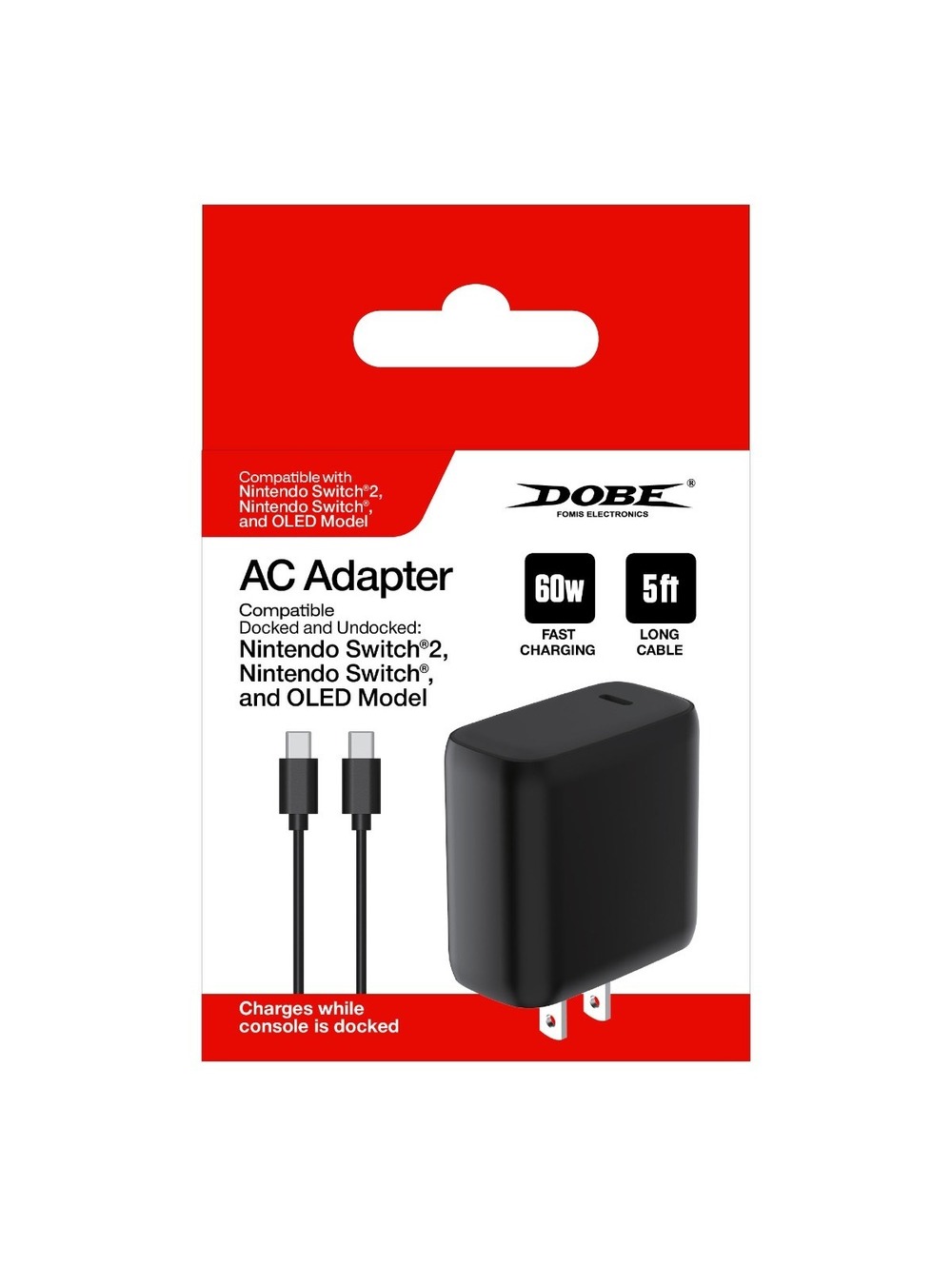 AC Adapter Docked and Undocked for Switch, Switch 2, and OLED